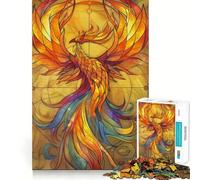 Phoenix Retro Gold Glass Jigsaw Puzzles 1000 Pieces for Adults Logic Sense Toy Leisure Time Smooth Edge Seasonal Gift (38x26cm)