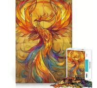 Phoenix Retro Gold Glass Jigsaw Puzzles for Adults 1000 Pieces Clear Logic Toy Quiet Hobby Perfect Cut Stylish Gift (50x75cm)