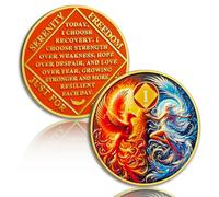 Phoenix Rising 1 Year Sobriety Coin, Addiction Recovery AA NA Chips Medallion with Token Capsule, Narcotics Anonymous Sober Anniversary Milestones, Sobriety Gifts for Men Women