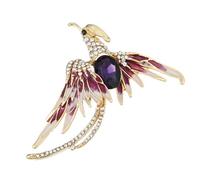 Phoenix Rising Crystal Brooch - Elegant Animal Resin Brooch with Flame Diamond Accents for Fashionable Clothing Pin(Purple)