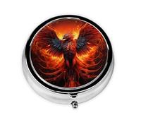 Phoenix Rising Cute Pill Organizer - AM PM Pill Box, Small & Large Travel Pill Case, Unique Custom Design, Iron Plating, Perfect for Purse and On-The-Go