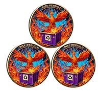 Phoenix Rising Dumpster Fire Challenge Coin - Everything is Fine Hilarious Funny Desk Accessories for Work Coworker Go Away Token Inspirational Gifts with Protective Case, Antique Finish