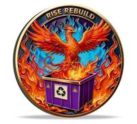 Phoenix Rising Dumpster Fire Challenge Coin - Everything is Fine Hilarious Funny Desk Accessories for Work Coworker Go Away Token Inspirational Gifts with Protective Case, Antique Finish