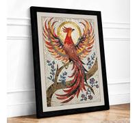 Phoenix Rising Eclectic Framed Wall Art Print A1 (84.1×59.4cm) Black, Wall Decor for Living Room, Bedroom, Office & Home, Ready to Hang, Art Gift