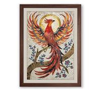 Phoenix Rising Eclectic Framed Wall Art Print A4 (29.7×21cm) Walnut, Wall Decor for Living Room, Bedroom, Office & Home, Ready to Hang, Art Gift