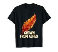 Phoenix Rising Flaming Feather Grown from Ashes Fire Design T-Shirt