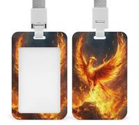 Phoenix Rising from Flames Gold-ash ID Badge Holder Retractable Clip Card Holder Card Protector Name Badge Name Tag for Work Office Doctor Nurse