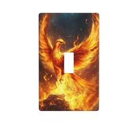 Phoenix Rising from Flames Gold-Ash Light Switch Cover Decorative Single Toggle 1 Gang Wall Plate for Kitchen Farmhouse Bedroom Bathroom Art Decor