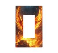 Phoenix Rising from Flames Gold-Ash Light Switch Wall Plate Faceplate Cover Single Rocker 1 Gang Decorator Outlet Receptacle Covers for Home Kitchen Room Bathroom Decor