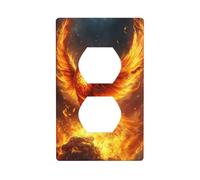 Phoenix Rising from Flames Gold-Ash Outlet Cover Light Switch Cover Decorative 1 Gang Wall Plate for Kitchen Room Bathroom Size 7x11.4cm