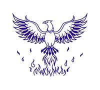 Phoenix Rising from Flames Mythical Bird Symbol Rebirth and Transformation and Fine Carving Decals 42x49cm Tattoo Culture DarkBlue