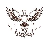 Phoenix Rising from Flames Mythical Bird Symbol Rebirth and Transformation and Fine Carving Decals 54.6x63.7cm Waterproof Coffee