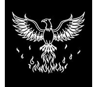 Phoenix Rising from Flames Mythical Bird Symbol Rebirth and Transformation and Fine Carving Decals 67.2x78.4cm Self Adhesive White