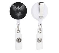Phoenix Rising from The Ashes Black and White Retractable Badge Holder Reel Clip ID Card Holder for Doctor Nurse Student Office Worker
