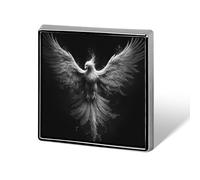 Phoenix Rising from The Ashes Black And White Unisex Brooches & Pins Square Lightweight Lapel Badge Jewelry for Clothing Shawl Hat