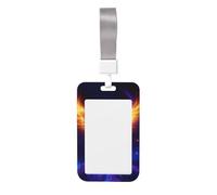 Phoenix Rising Golden Fiery Wings Sliding Id Badge Holder Hard Plastic Work Card Case Name Tag Protector for Nurses Office
