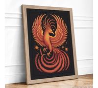 Phoenix Rising Maximalist Framed Wall Art Print A3 (42×29.7cm) Oak, Wall Decor for Living Room, Bedroom, Office & Home, Ready to Hang, Art Gift