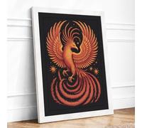 Phoenix Rising Maximalist Framed Wall Art Print A3 (42×29.7cm) White, Wall Decor for Living Room, Bedroom, Office & Home, Ready to Hang, Art Gift