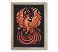 Phoenix Rising Maximalist Framed Wall Art Print A4 (29.7×21cm) Oak, Wall Decor for Living Room, Bedroom, Office & Home, Ready to Hang, Art Gift