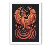 Phoenix Rising Maximalist Framed Wall Art Print A4 (29.7×21cm) White, Wall Decor for Living Room, Bedroom, Office & Home, Ready to Hang, Art Gift
