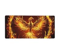 Phoenix Rising Mouse Mat Fire Gaming Mouse Pad with Stitched Edges Non-Slip Large Desk Mat for PC Laptop Office Home Gamer 900x400x3mm Keyboard Mousepad
