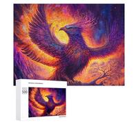 Phoenix Rising Mythical Artwork: New Year Puzzle Gift, 500 PCS Adult Wooden Jigsaw, for Mindful Indoor Entertainment
