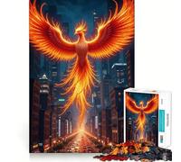Phoenix Rising Over Cityscape Teenager Jigsaw Puzzles 1000 Pieces Mind Puzzle Casual Relax Image Assembly Heartfelt Gift (50x75cm)