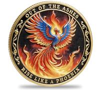 Phoenix Rising & Serenity Prayer Challenge Coin, 3DRelief Inspirational Token Rise Like A Phoenix Out of The Ashes for Recovery, Sobriety, Mental Health, Overcoming Adversity - Gift for Men & Women