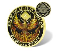 Phoenix Rising Sobriety Coin, Recovery Addiction NA AA Chips and Medallions, Narcotics Anonymous Gifts for Men Women (10 Year)