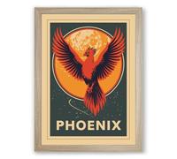Phoenix Rising Vintage Framed Wall Art Print A1 (84.1×59.4cm) Oak, Wall Decor for Living Room, Bedroom, Office & Home, Ready to Hang, Art Gift