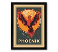Phoenix Rising Vintage Framed Wall Art Print A2 (59.4×42cm) Black, Wall Decor for Living Room, Bedroom, Office & Home, Ready to Hang, Art Gift