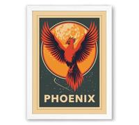 Phoenix Rising Vintage Framed Wall Art Print A3 (42×29.7cm) White, Wall Decor for Living Room, Bedroom, Office & Home, Ready to Hang, Art Gift