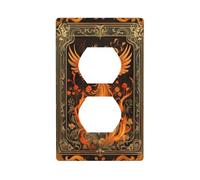 Phoenix Rising Wildflowers Fantasy Art Outlet Cover Light Switch Cover Decorative 1 Gang Wall Plate for Kitchen Room Bathroom Size 7x11.4cm