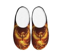 Phoenix Rising Women's Slippers Flannel House Slippers for Men Fire Non-Slip Warm Winter Shoes for Indoor Outdoor UK 6-7