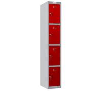 Phoenix Safe Company 1 Column 4 Door Personal locker in Red with Key Lock, PL1433GRK, 34L | Size: 180 cm x 100 cm Phoenix Safe Company Red 180 cm x 100 cm