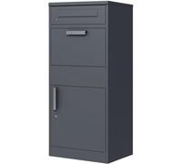 Phoenix Safe Company PB1121AAK Secure Parcel Delivery Box - Large Outdoor Package Drop Box with Key Lock, Anti-Fishing Device, Weatherproof Rust-Resistant Steel, Wall/Floor Mountable - Graphite Grey