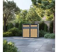 Phoenix Safe Company Phoenix Outdoor Double Wheelie Bin Store For 2 X 240L Bins, Oak Effect Metal Storage Gb2200Aw