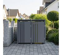 Phoenix Safe Company Phoenix Outdoor Double Wheelie Bin Store For 2 X 240L Bins, Soft Close Metal Storage, Anthracite Gb2200Aa