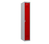 Phoenix Safe Company Phoenix Pl Series Pl1130Gre 1 Column 1 Door Personal Locker Grey Body/red Door With Electronic Lock