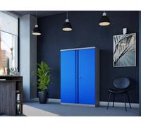 Phoenix Safe Company Phoenix Scl Series Scl1491Gbk 2 Door 3 Shelf Steel Storage Cupboard Grey Body & Blue Doors With Key Lock