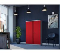 Phoenix Safe Company Phoenix Scl Series Scl1491Grk 2 Door 3 Shelf Steel Storage Cupboard Grey Body & Red Doors With Key Lock