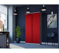 Phoenix Safe Company Phoenix Scl Series Scl1891Grk 2 Door 4 Shelf Steel Storage Cupboard Grey Body & Red Doors With Key Lock