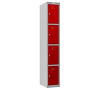 Phoenix Safe Phoenix PL Series PL1430GRK 1 Column 4 Door Personal Locker Grey Body/Red Doors with Key Locks - Red - Steel - 20