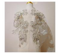 Phoenix Silver White Beads Phoenix Flower Paste Bride Wedding Dress Accessories DIY 1 Piece