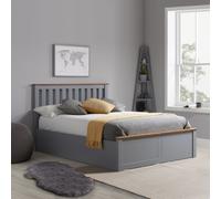 Phoenix - Single - Stone Grey Wooden Ottoman Storage Bed Frame - Slatted Headboard - 3ft - Happy Beds