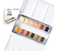 PHOENIX Skin Tone Watercolor Paint Set - 12 Flesh Colors Artist Grade Half Pans Palette Quality Pigment Watercolor Travel Set Portable Metal Tin Case for Adults, Professional Artists