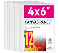 PHOENIX Small Painting Canvas Panels 4x6 Inch, 12 Value Pack - 8 Oz Triple Primed 100% Cotton Acid Free Canvas Boards for Painting, White Blank Flat Canvas Boards for Acrylic, Oil Paints