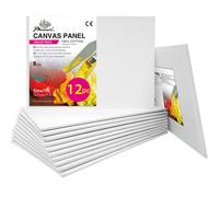 PHOENIX Small Painting Canvas Panels 5x7 Inch 12 Value Pack - 8 Oz Triple Primed 100% Cotton Acid Free Canvas Boards for Painting White Blank F