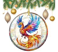 Phoenix Soaring in The Sky Christmas Tree Hanging Ornaments,2 Pieces, 7.2CM Round Double-Sided