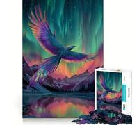 Phoenix Soars Under Aurora Borealis 1000 Piece Jigsaw Puzzles for Teenagers Jigsaw Recall Build Easy Leisure Neat Cut Santa Wish Gift (50x75cm)